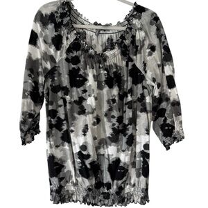 New Directions Monochrome Abstract Blouse